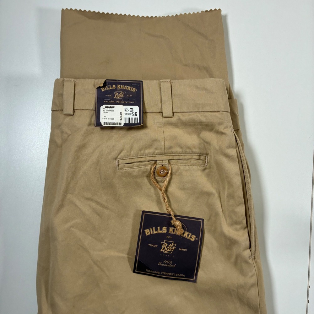 NEW Bills Khakis M2 Chamois Cloth Pants 42x38 Beige Unfinished Hem USA Made